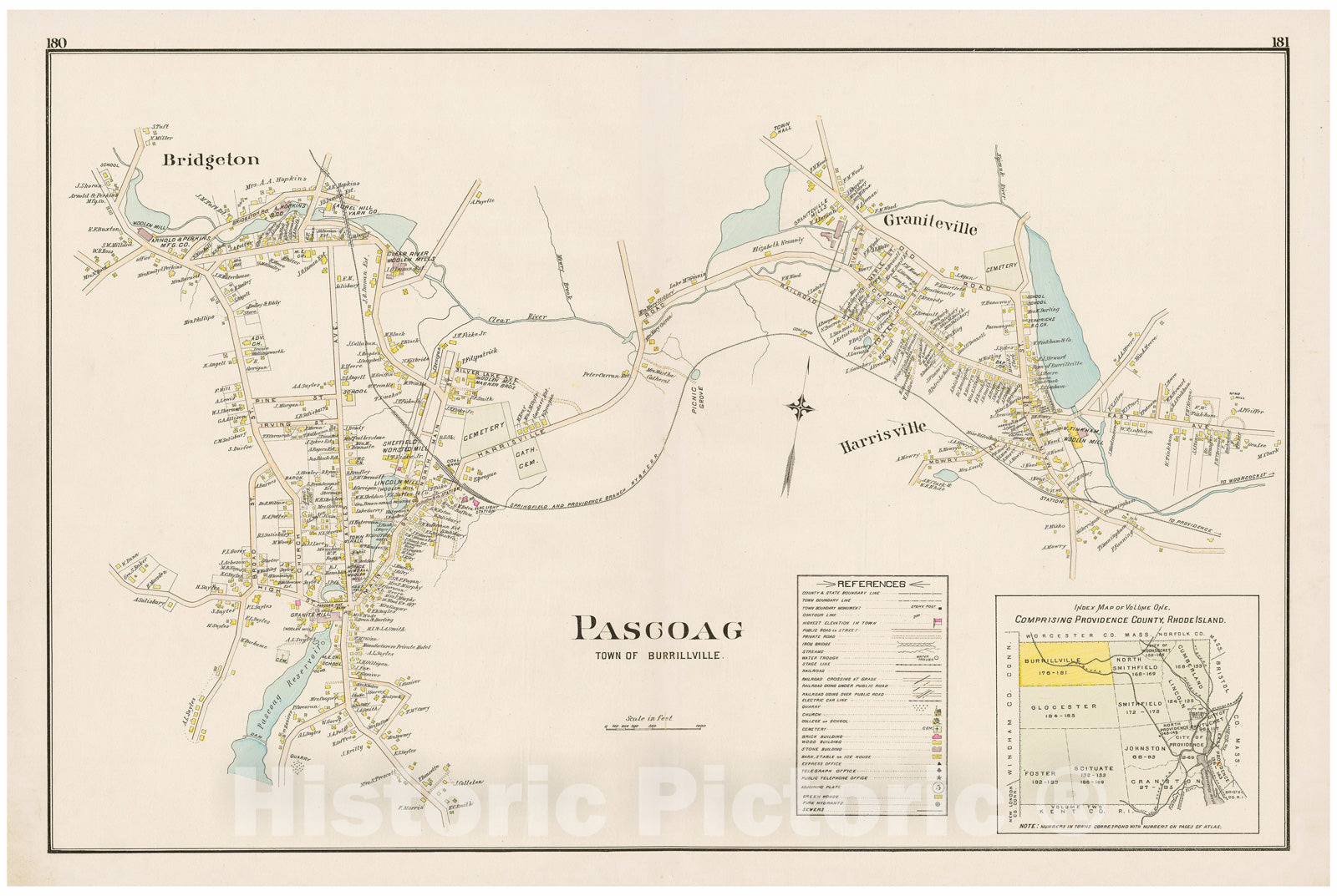 Historic Map : Atlas of Providence County, Burrillville 1895 , v2, Vintage Wall Art