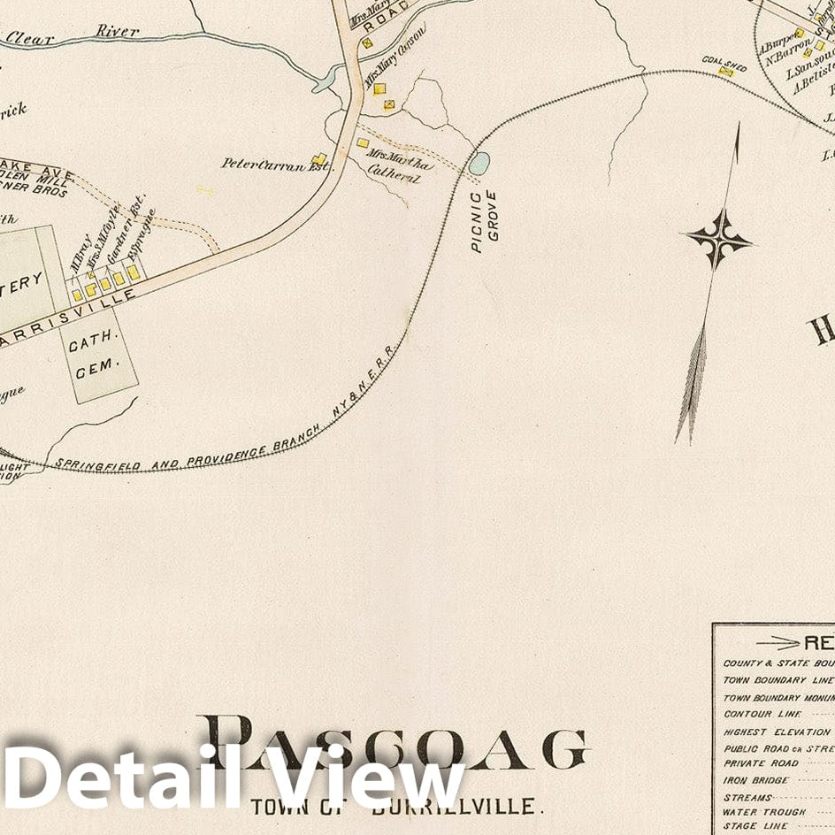 Historic Map : Atlas of Providence County, Burrillville 1895 , v2, Vintage Wall Art
