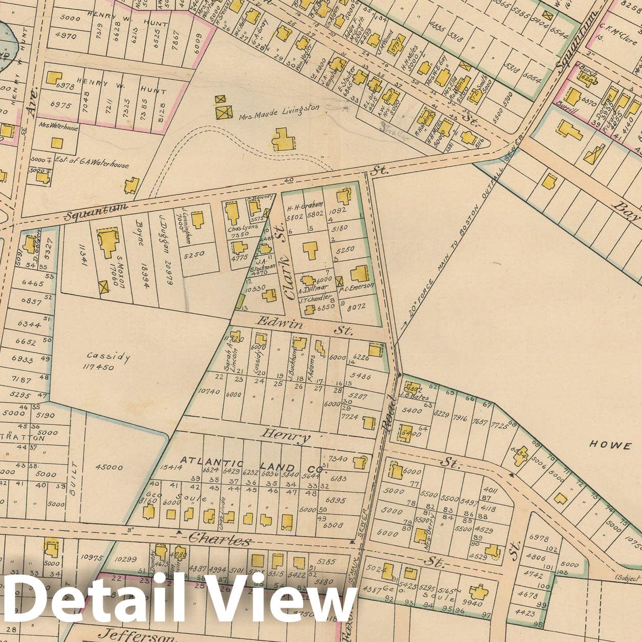 Historic Map : Atlas City of Quincy, Norfolk County, Mass., Quincy 1897 Plate 021 , Vintage Wall Art