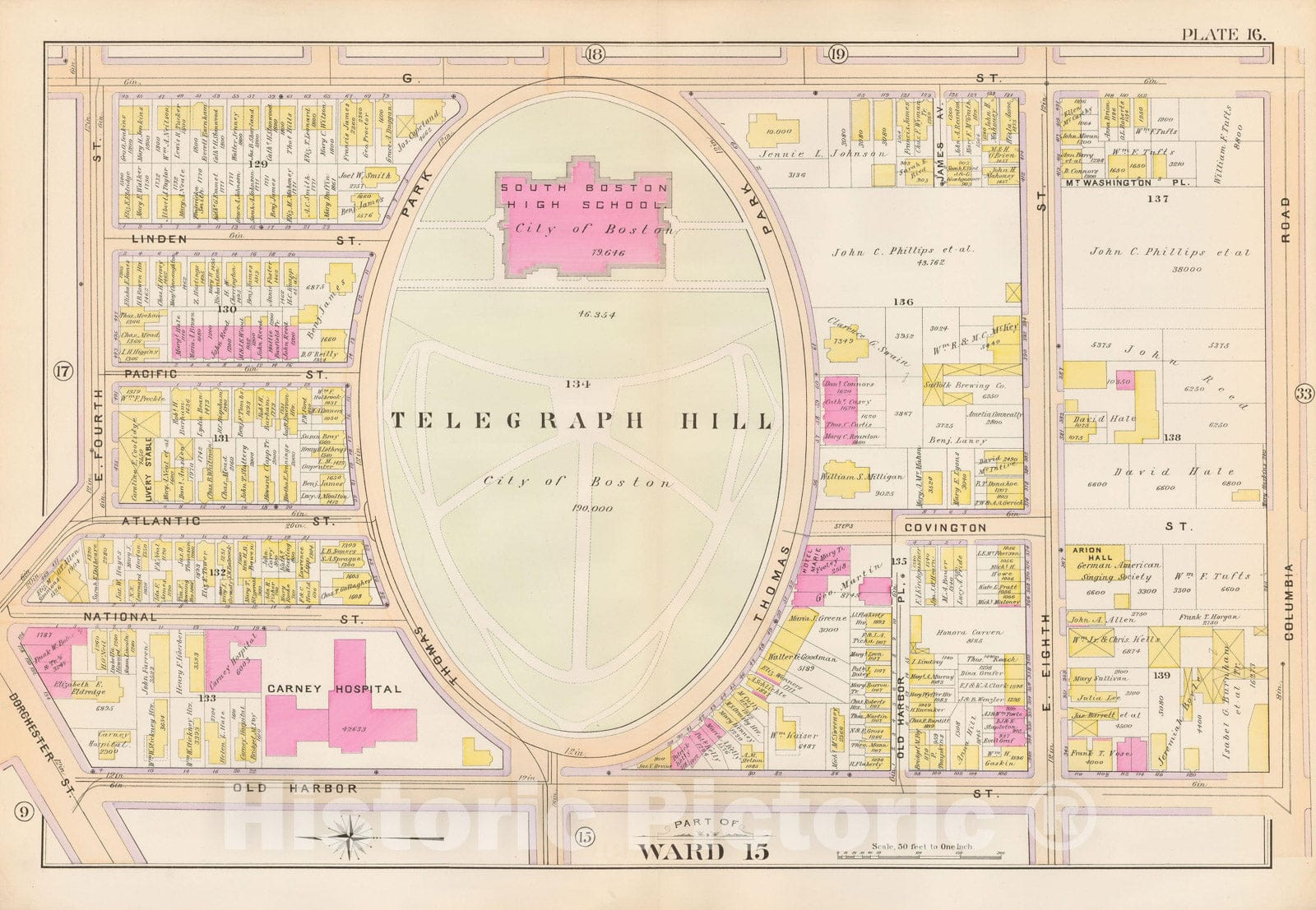 Historic Map : Atlas City of Boston, South Boston 1899 Plate 016 , Vintage Wall Art
