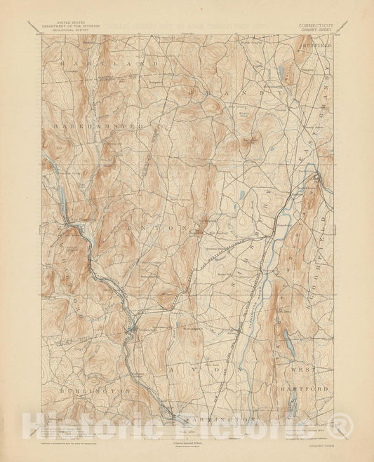 Historic Map : USGS 7.5 Minute Sheets and Quadrangles, Granby 1939 Topographic Map , Vintage Wall Art