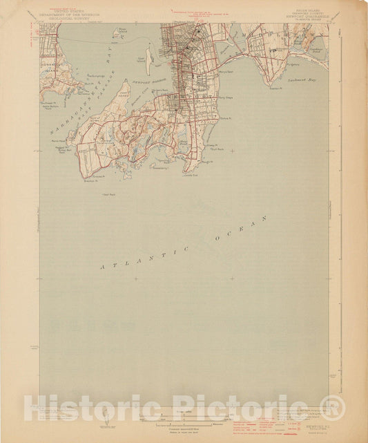 Historic Map : USGS 7.5 Minute Sheets and Quadrangles, Newport 1944 Topographic Map , Vintage Wall Art