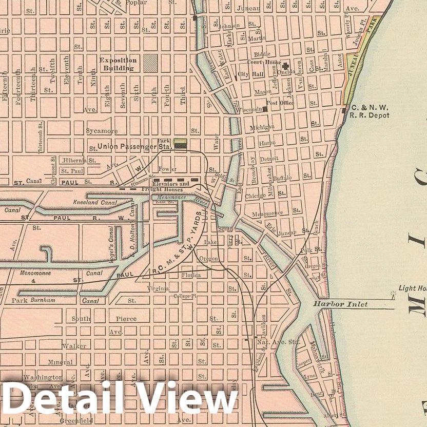 Historic Map : Milwaukee 1894 , Vintage Wall Art