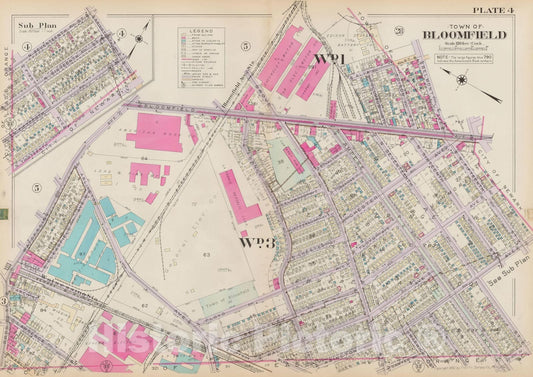 Historic Map : Atlas of Bloomfield, Belleville and Nutley; Essex County Vol D, Bloomfield 1932 Plate 004 , Vintage Wall Art