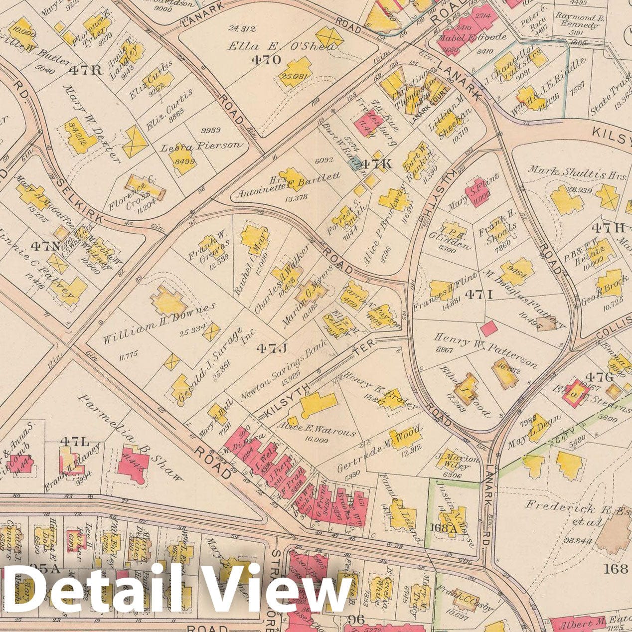Historic Map : Atlas Town of Brookline, Brookline 1919 Plate 009 , Vintage Wall Art