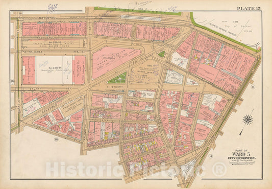 Historic Map : Atlas City of Boston, Boston 1938 Plate 015 , Vintage Wall Art