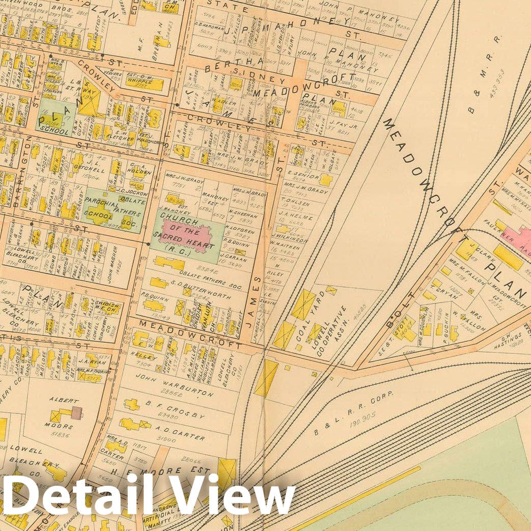 Historic Map : Atlas City of Lowell, 1896 Plate 012 , Vintage Wall Art