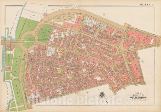 Historic Map : Atlas City of Boston, Boston 1938 Plate 005 , Vintage Wall Art