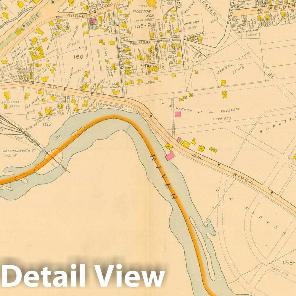 Historic Map : Atlas of Dorchester, Dorchester 1895 Plate 012 , Vintage Wall Art