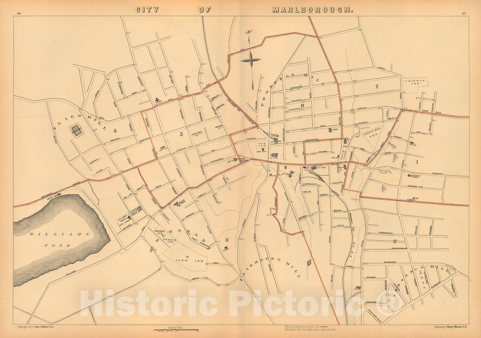 Historic Map : Atlas of Massachusetts, Marlborough 1891 , Vintage Wall Art