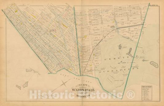 Historic Map : Atlas Entire City of Brooklyn Complete in One Volume, Brooklyn 1880 Plate 034 , Vintage Wall Art