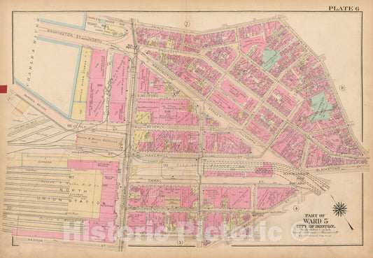 Historic Map : Atlas City of Boston, Boston Proper and Back Bay, Boston 1922 Plate 006 , Vintage Wall Art
