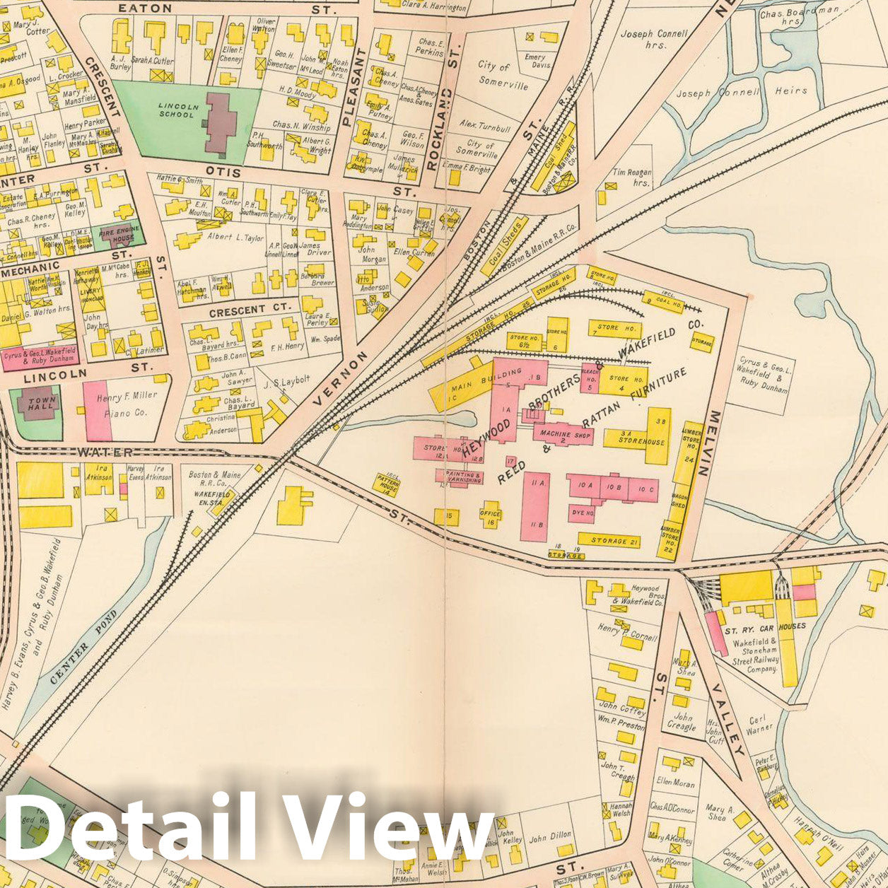 Historic Map : Atlas of Middlesex County, MA Vol. 2, Wakefield 1906 Plate 012 , Vintage Wall Art