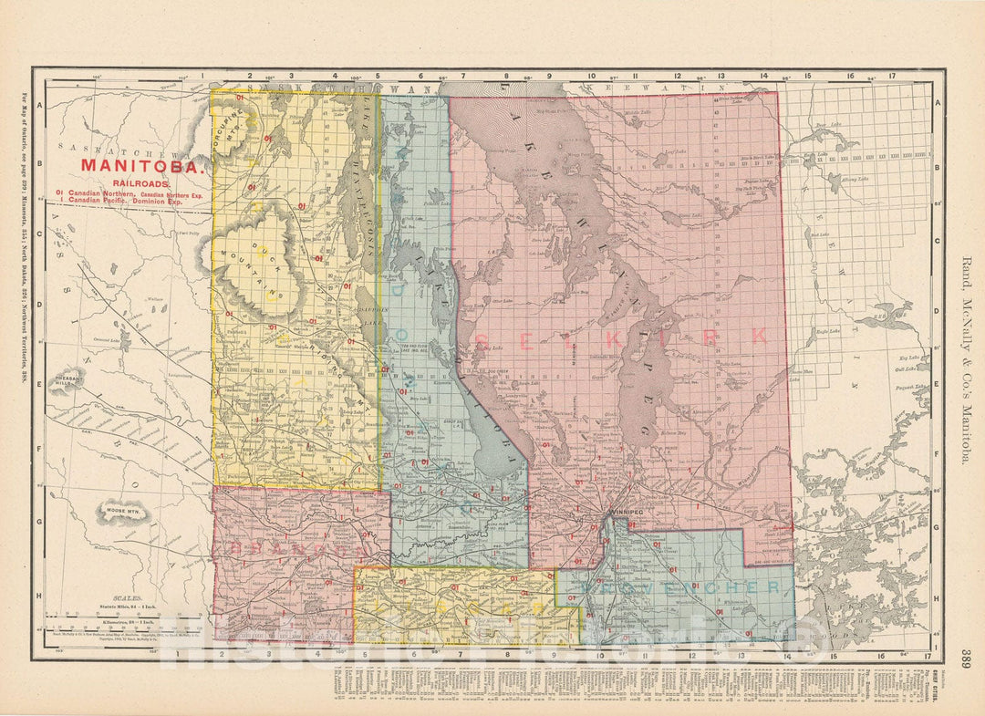 Historic Map : Manitoba 1903 , Rand McNally Business Atlas , Vintage Wall Art