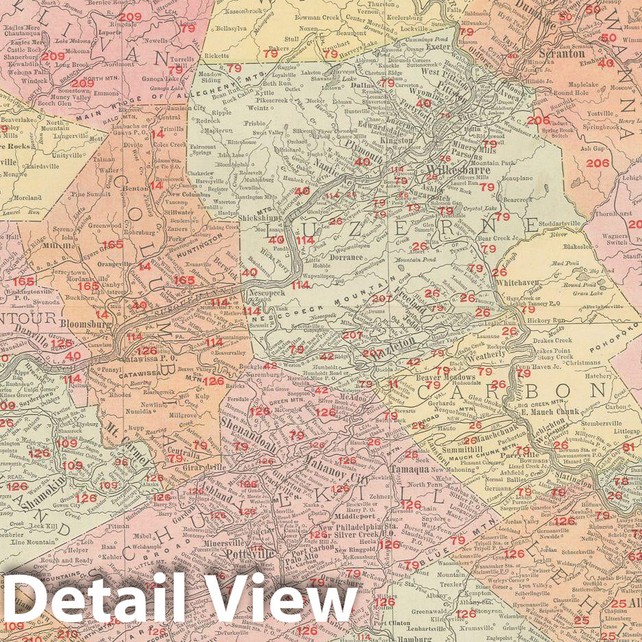 Historic Map : Pennsylvania 1903 , Rand McNally Business Atlas , v2, Vintage Wall Art