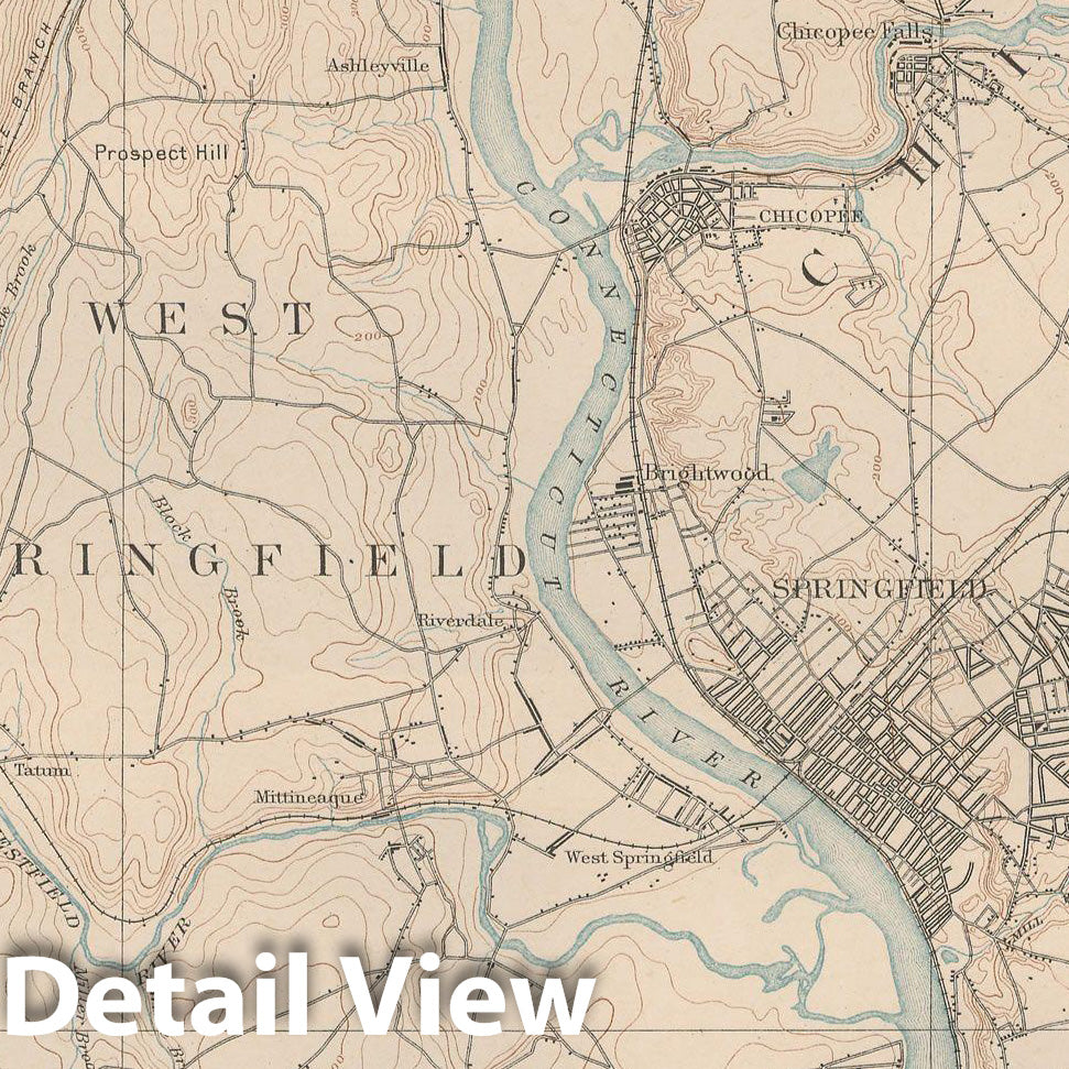 Historic Map : Atlas of Massachusetts, Adams & Chicopee & Holyoke & Springfield 1890 Page 12 , Vintage Wall Art