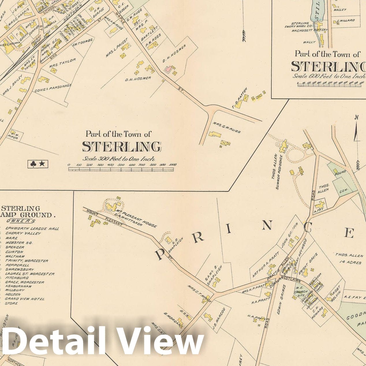 Historic Map : New Topo Atlas County of Worcester, Princeton & Sterling 1898 Plate 038 , Vintage Wall Art