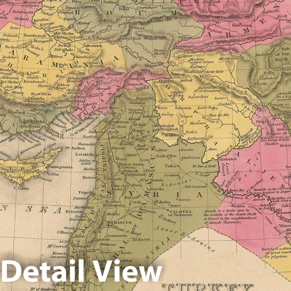 Historic Map : Turkey 1847 , A New Universal Atlas of the World , Vintage Wall Art