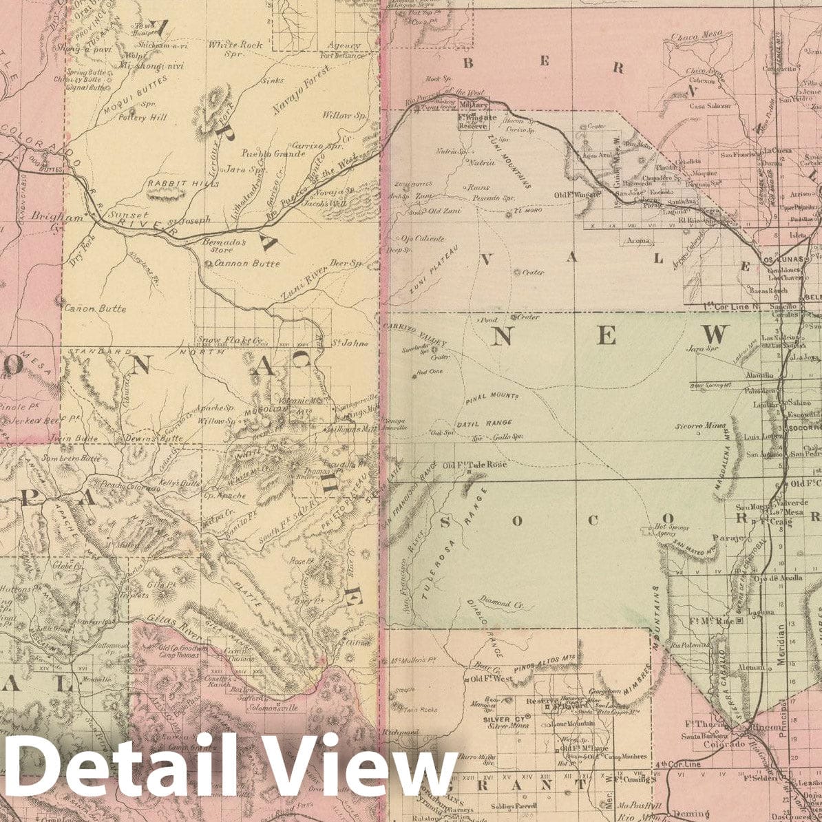 Historic Map : Arizona & New Mexico 1882 , Mitchell's New General Atlas , Vintage Wall Art