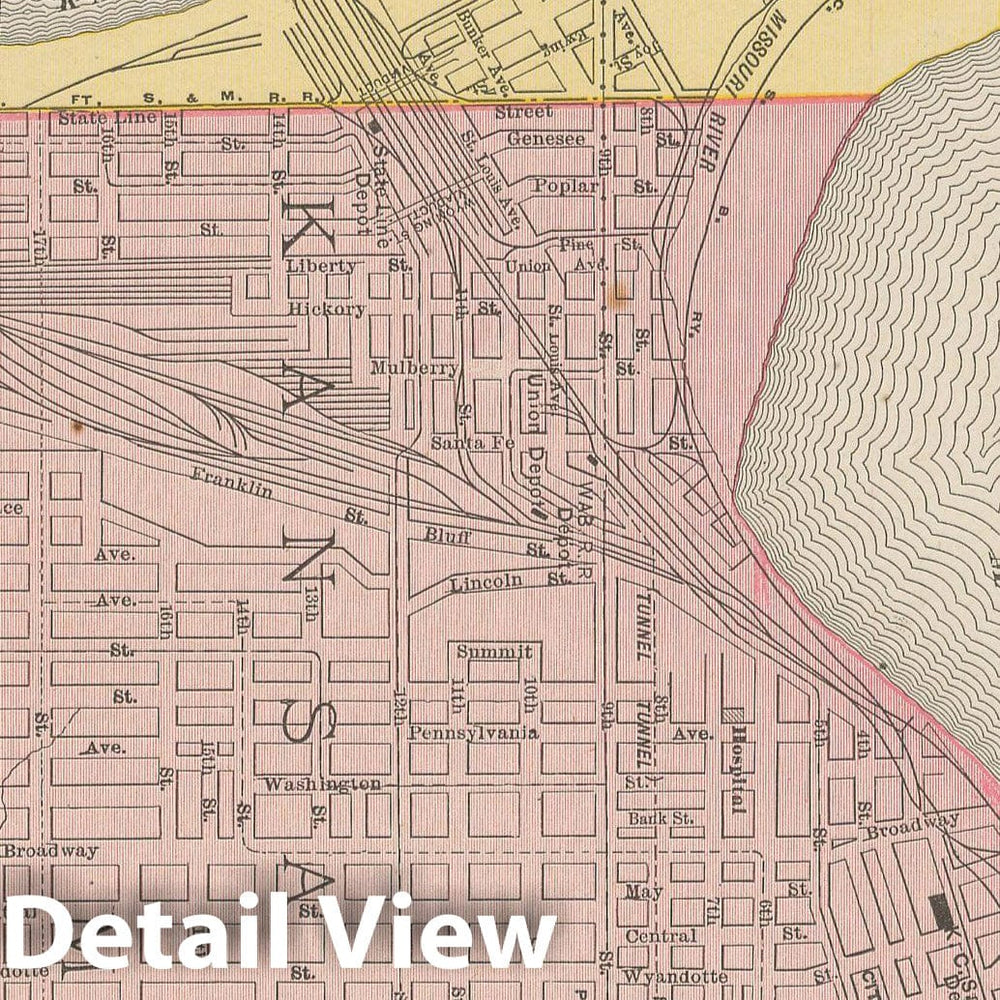 Historic Map : Kansas City 1900 , Universal Atlas World , Vintage Wall Art