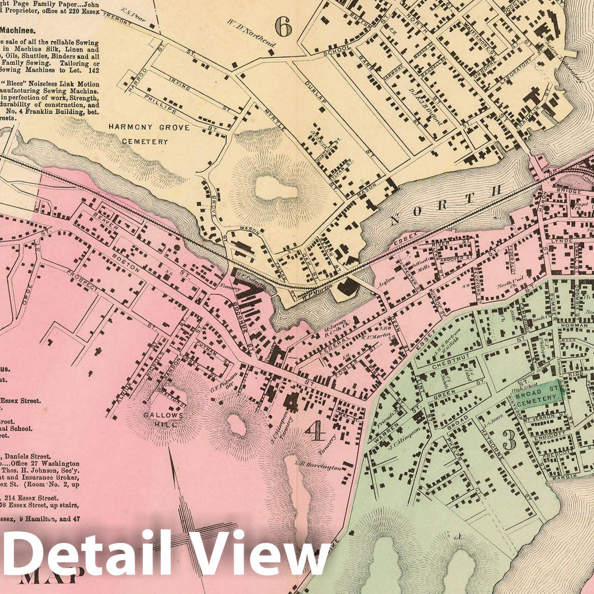 Historic Map : Atlas of Essex County Massachusetts, Salem 1872 , Vintage Wall Art