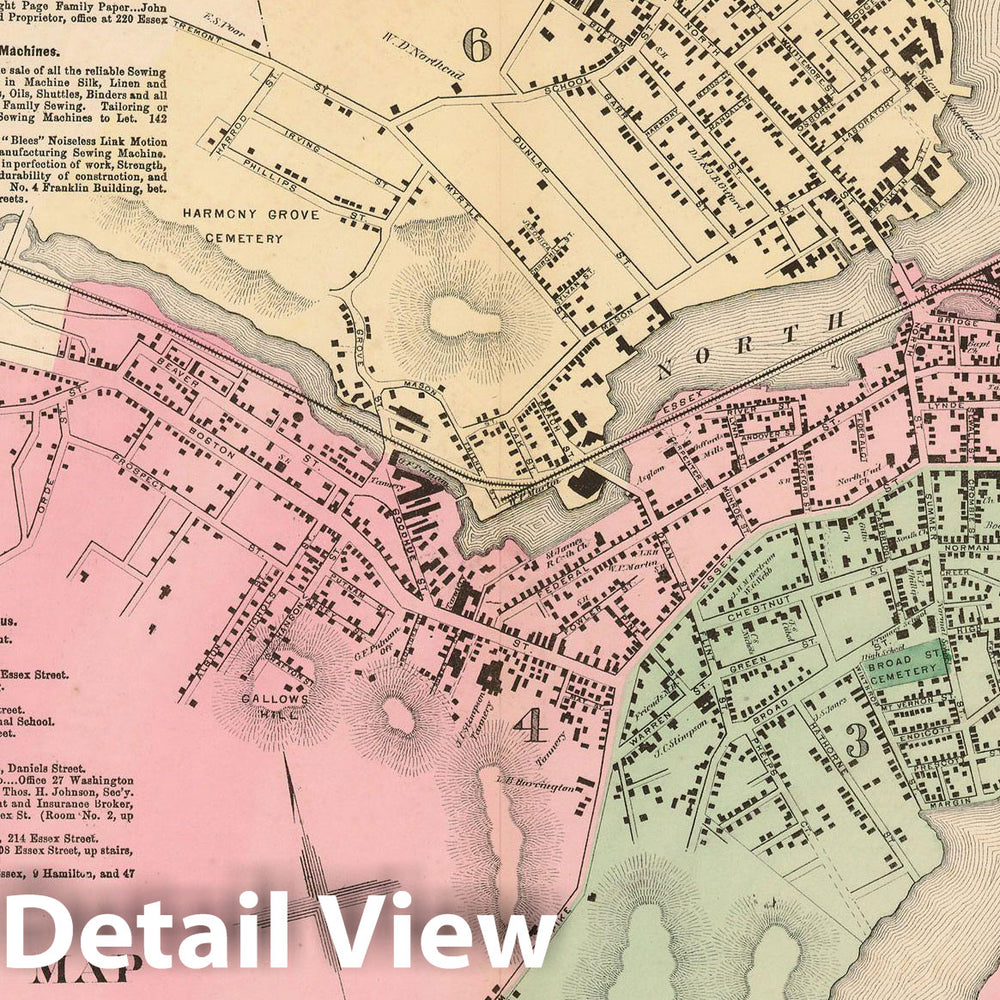 Historic Map : Atlas of Essex County Massachusetts, Salem 1872 , Vintage Wall Art