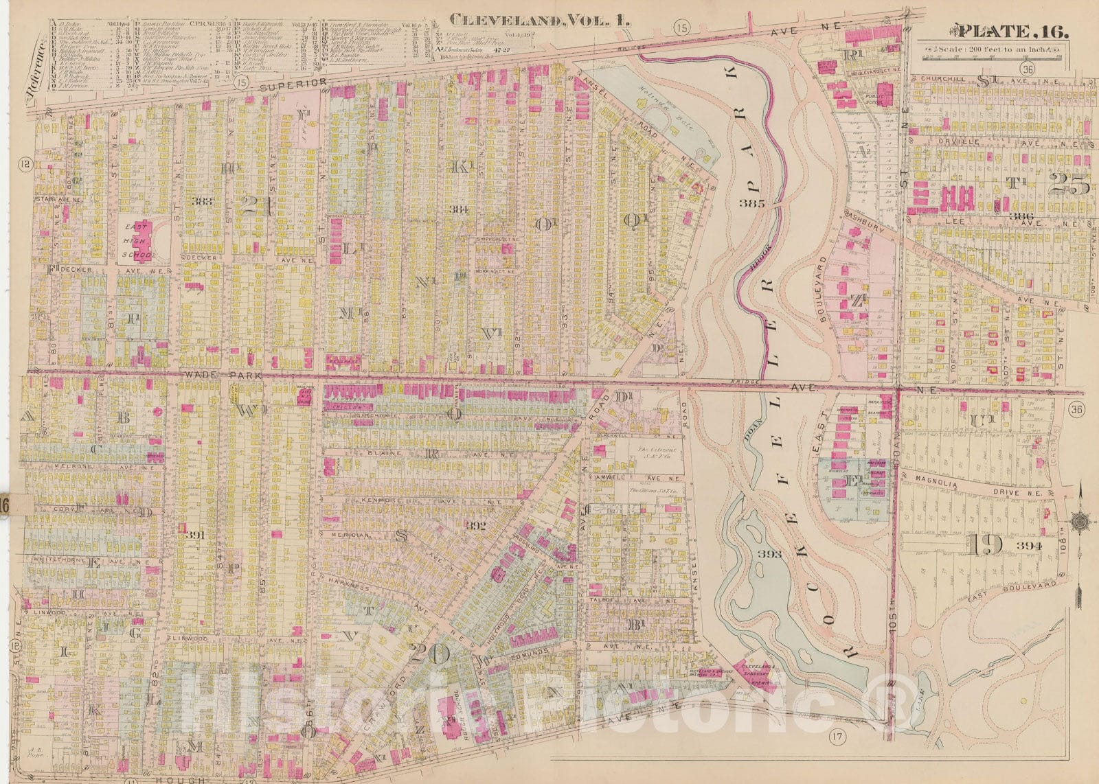 Historic Map : Plat Book of The City of Cleveland, Vol. One, 1912 Plate 016 , Vintage Wall Art