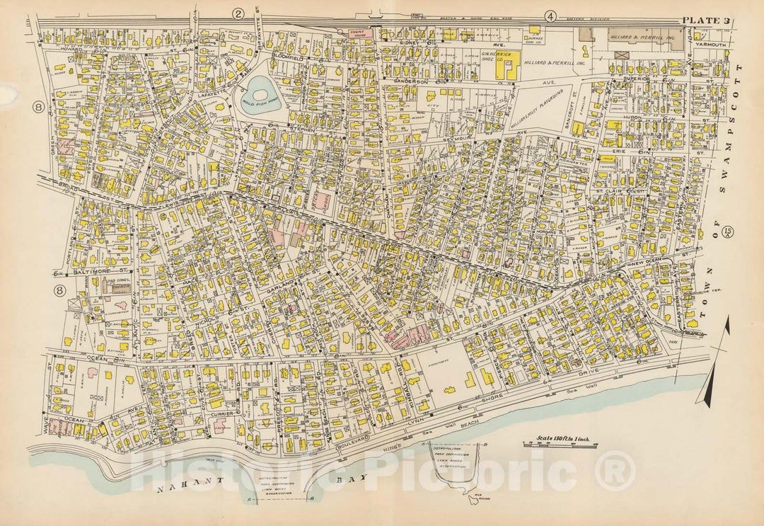 Historic Map : Atlas of Lynn, Nahant & Swampscott, Lynn 1924 Plate 003 , Vintage Wall Art