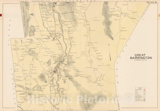 Historic Map : Atlas of Berkshire County Massachusetts, Great Barrington 1904 Plate 033 , Vintage Wall Art
