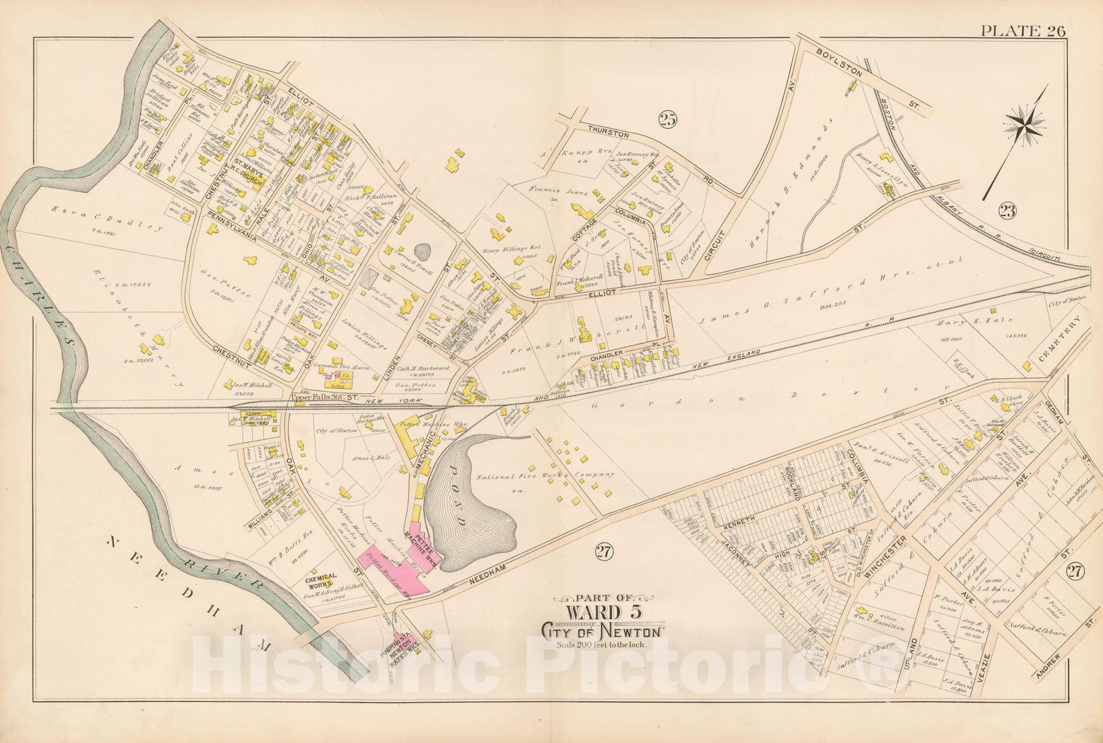 Historic Map : Atlas City of Newton, Newton 1895 Plate 026 , Vintage Wall Art