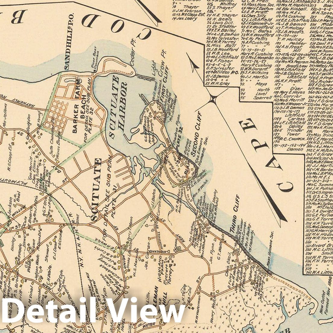 Historic Map : MA, Scituate 1903 Plate 031 , New Topographical Atlas of Surveys of Plymouth County ... , Vintage Wall Art