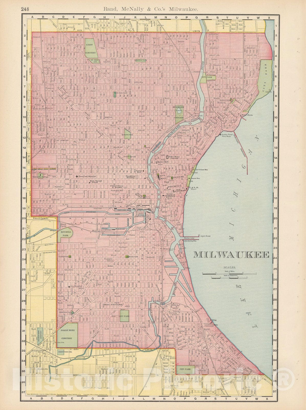 Historic Map : Milwaukee 1903 , Rand McNally Business Atlas , Vintage Wall Art
