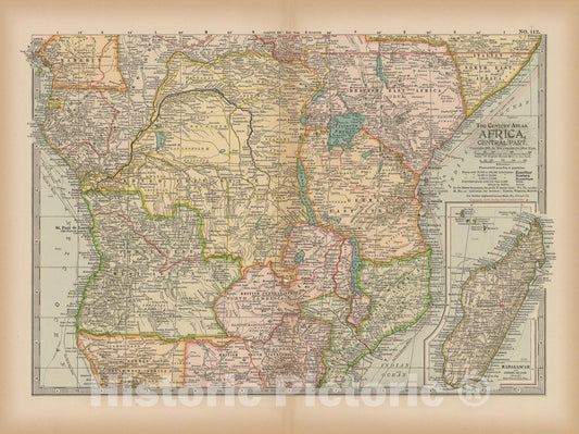 Historic Map : Africa 1897 , The Century Atlas World , v4, Vintage Wall Art