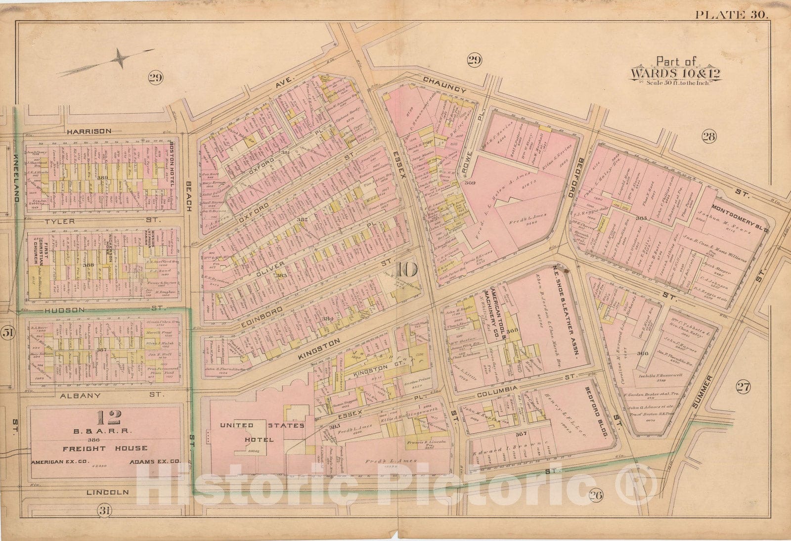 Historic Map : Atlas City of Boston, City Proper, Vol. I, Boston 1888 Plate 030 , v2, Vintage Wall Art