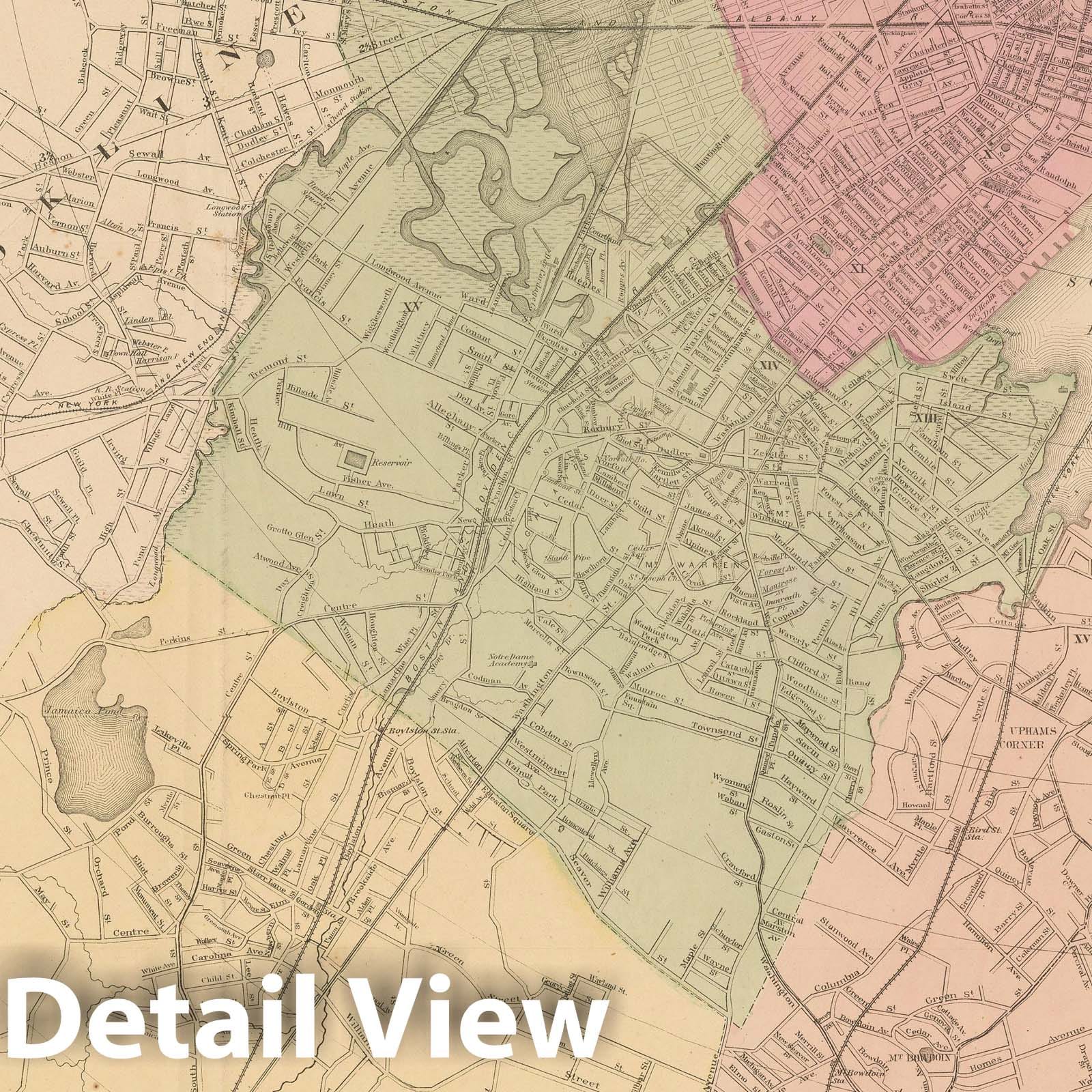Historic Map : County Atlas of Middlesex Massachusetts, Boston 1875 , Vintage Wall Art