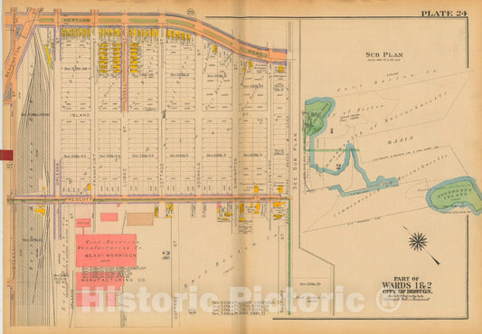 Historic Map : Atlas City of Boston: Charlestown and East Boston, East Boston 1922 Plate 024 , Vintage Wall Art