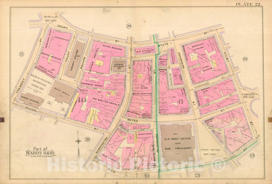 Historic Map : Atlas City of Boston, City Proper, Vol. I, Boston 1888 Plate 022 , Vintage Wall Art
