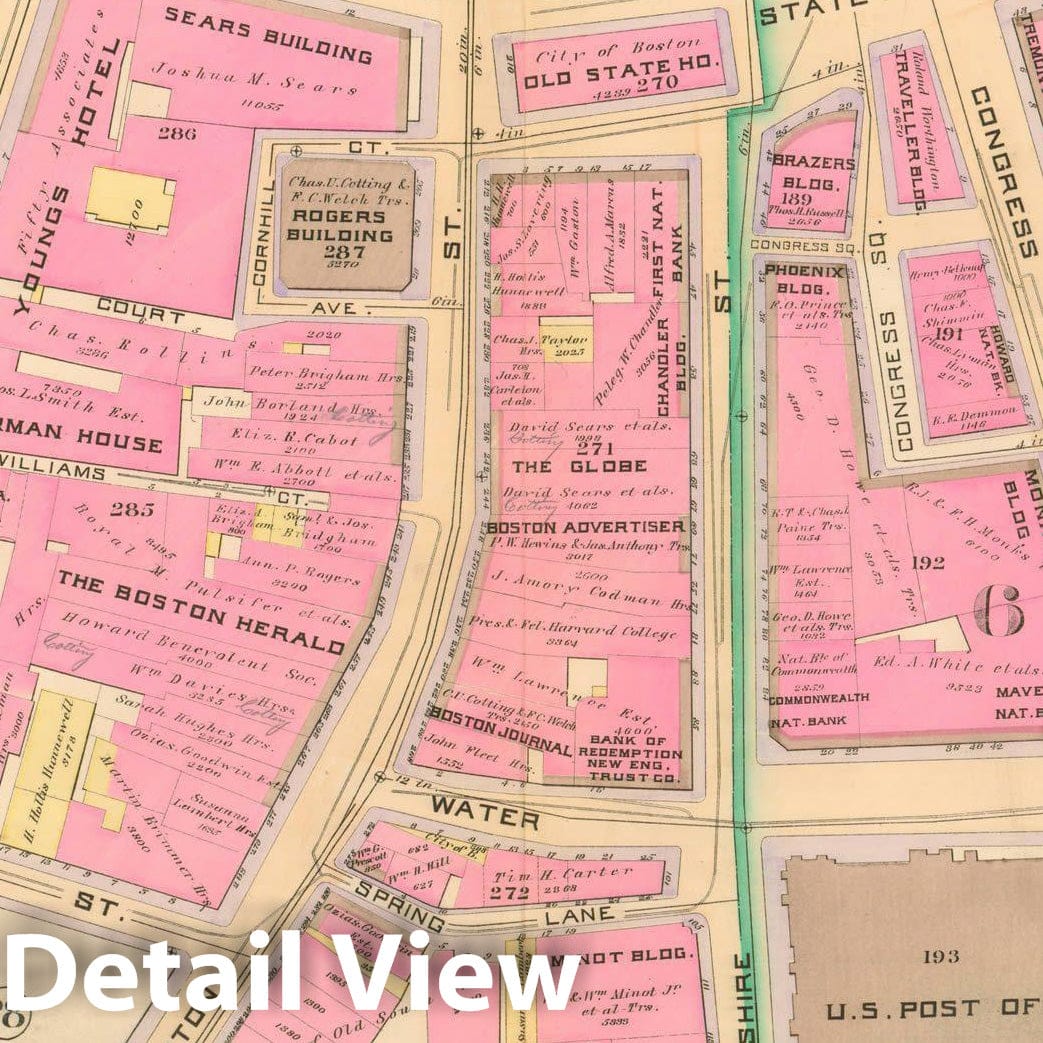 Historic Map : Atlas City of Boston, City Proper, Vol. I, Boston 1888 Plate 022 , Vintage Wall Art