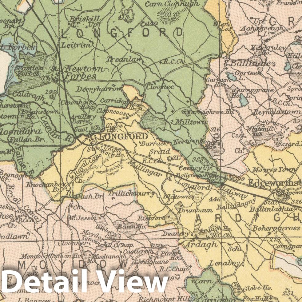 Historic Map : Irish County Maps, Longford 1900 , Vintage Wall Art