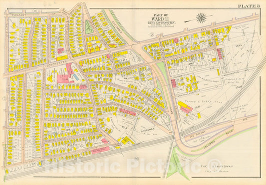 Historic Map : Atlas City of Boston, Dorchester, Dorchester 1918 Plate 003 , Vintage Wall Art