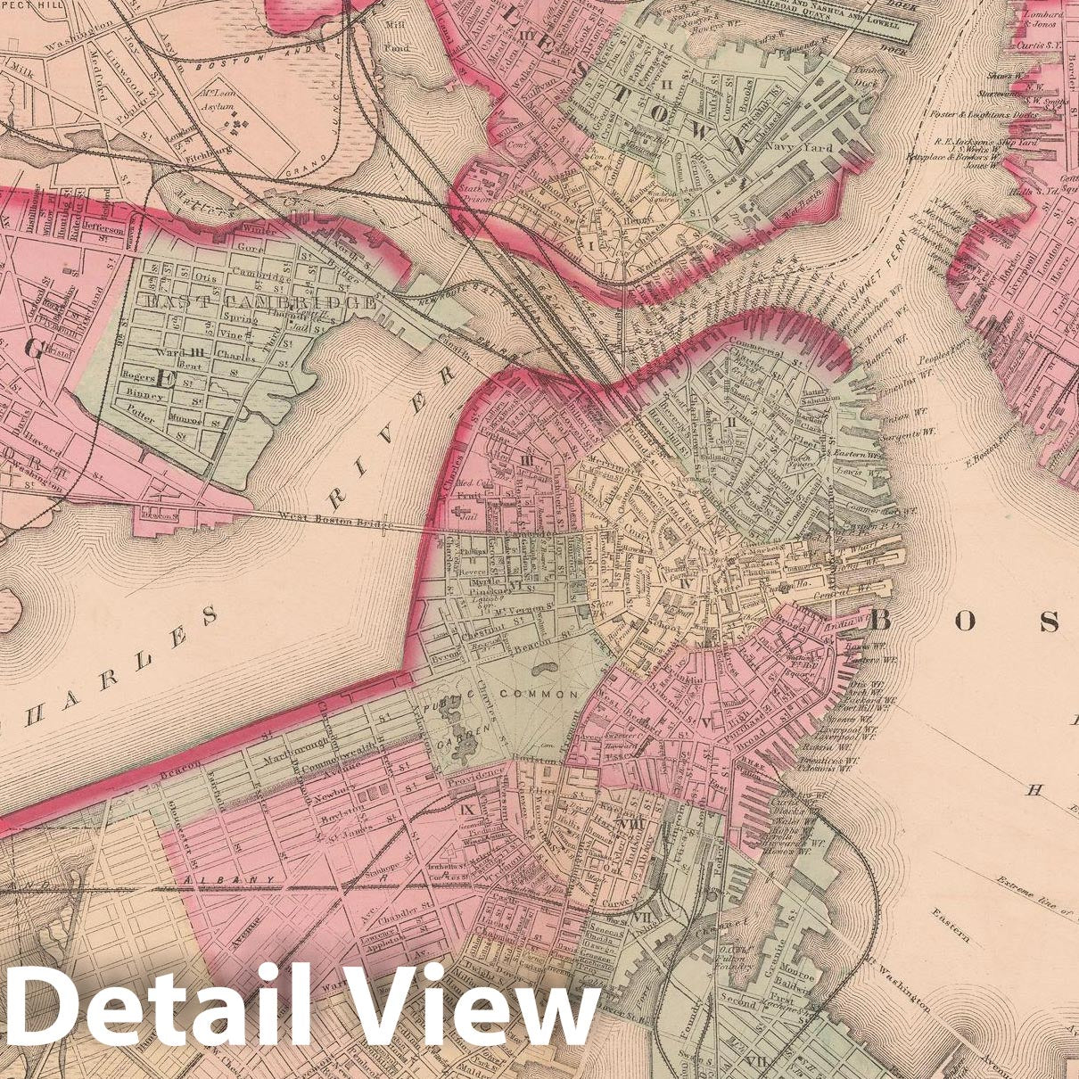 Historic Map : Official Topographical Atlas of Massachusetts, Boston 1871 , v2, Vintage Wall Art
