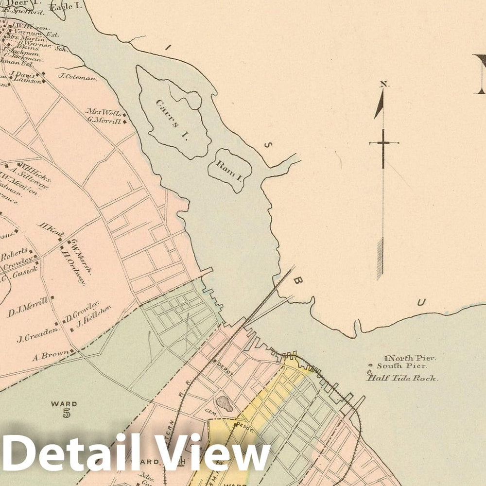 Historic Map : Atlas of Essex County, Newburyport 1884 , v5, Vintage Wall Art
