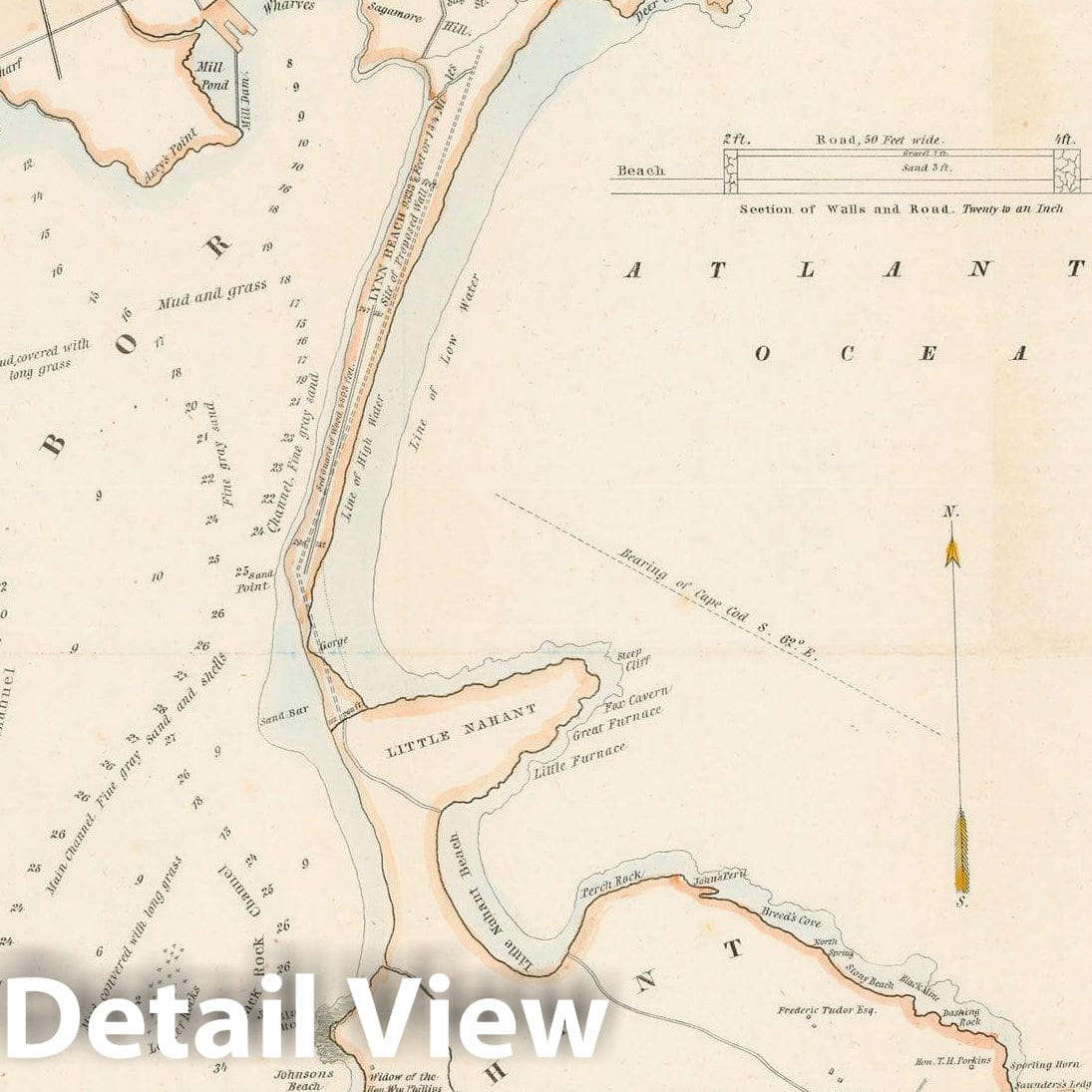 Historic Map : Lynn & Nahant 1897 Topographic Map , Vintage Wall Art