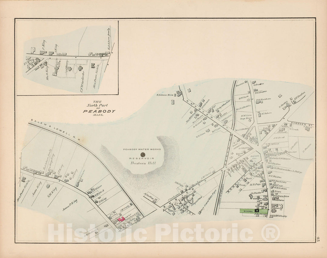 Historic Map : Atlas of Essex County, Peabody 1884 , v4, Vintage Wall Art