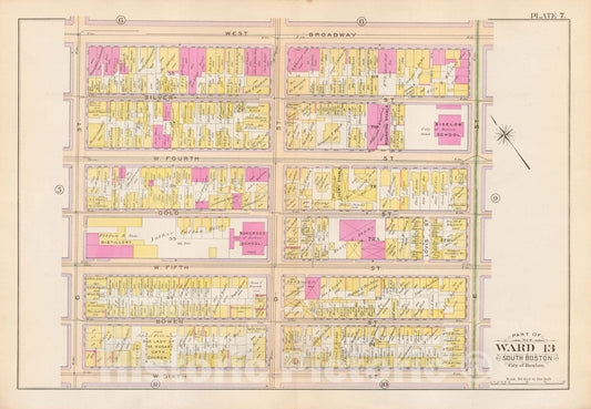 Historic Map : Atlas City of Boston, South Boston 1899 Plate 007 , Vintage Wall Art