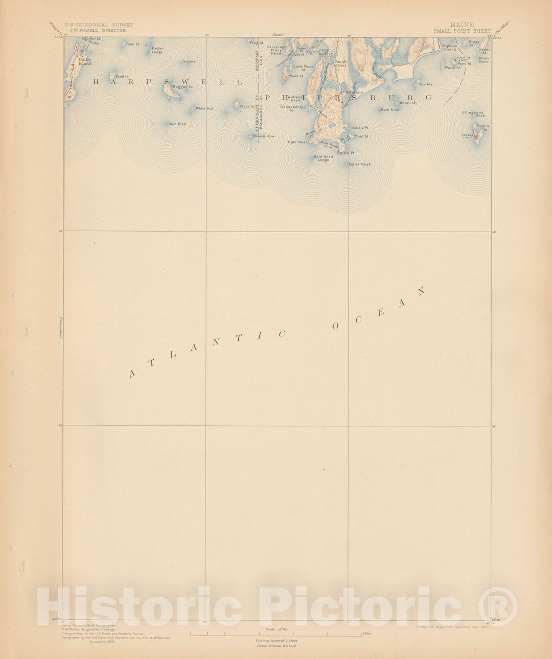 Historic Map : Atlas of Maine 1905, Maine 1905 , Vintage Wall Art