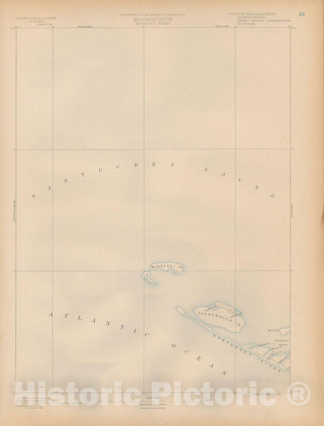 Historic Map : Atlas of Massachusetts, Nantucket 1890 Page 49 , Vintage Wall Art