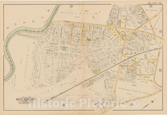 Historic Map : Atlas City of Boston, West Roxbury 1890 Plate 023 , Vintage Wall Art