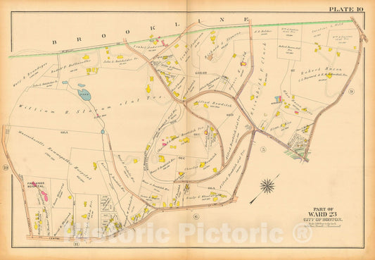 Historic Map : Atlas City of Boston, West Roxbury, Jamaica Plain 1914 Plate 010 , Vintage Wall Art