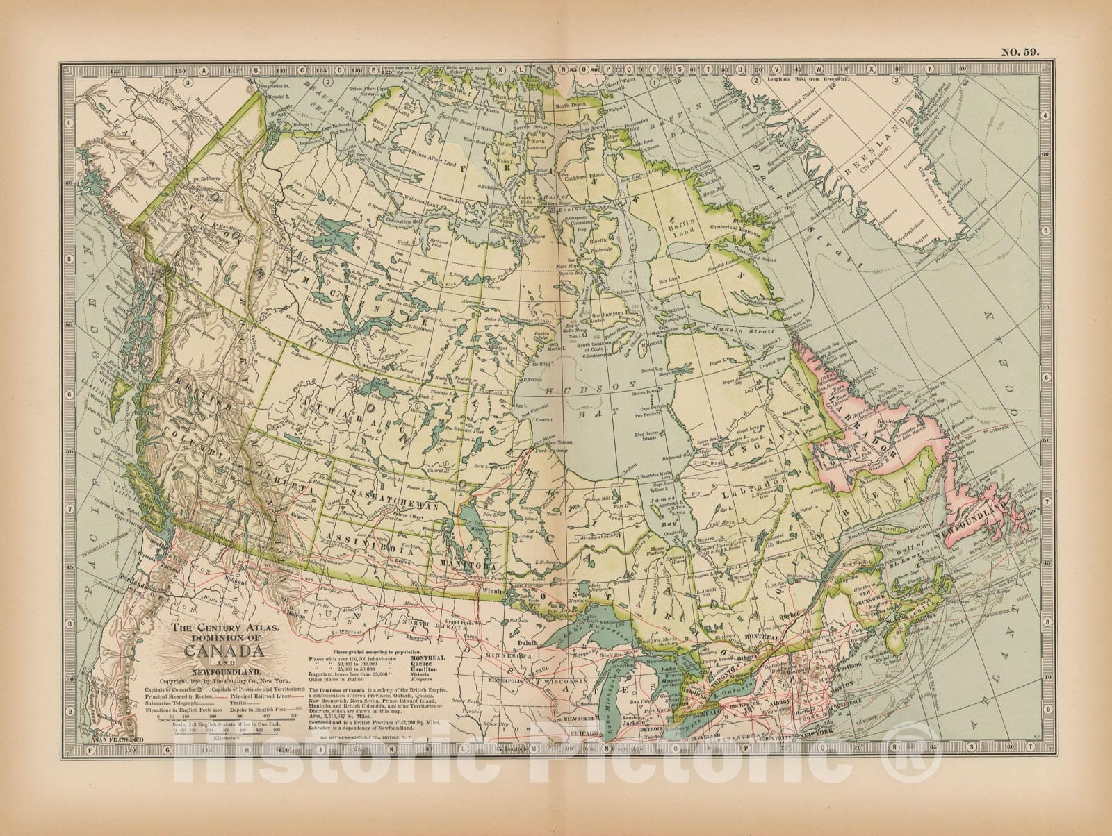 Historic Map : Canada 1897 , The Century Atlas World , Vintage Wall Art